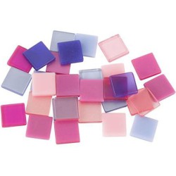 Kunststof mozaiek steentjes paars/roze 25 gram (10 x 10 mm)