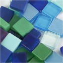 Kunststof mozaiek steentjes blauw/groen 25 gram (5 x 5 mm)