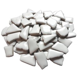 Mozaiek steentjes keramiek wit, 100 gram