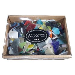 Glas mozaiek steentjes diverse kleuren, 2 kg