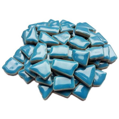 Mozaiek steentjes keramiek blauw, 100 gram