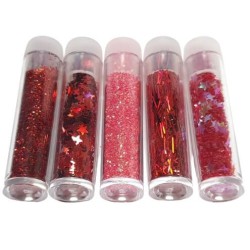Glitter & Flitter set - rood, 5 x 1,8 gram