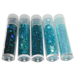 Glitter & Flitter set - aqua, 5 x 1,8 gram