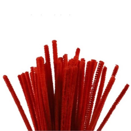 Chenilledraad rood, 50 stuks - 6 mm
