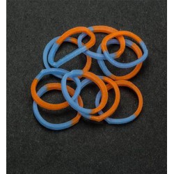 Band-it loom elastiekjes "Blauw/Oranje" 600 stuks + 24 S-clips