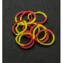 Band-it loom elastiekjes "Geel/Rood" 600 stuks + 24 S-clips